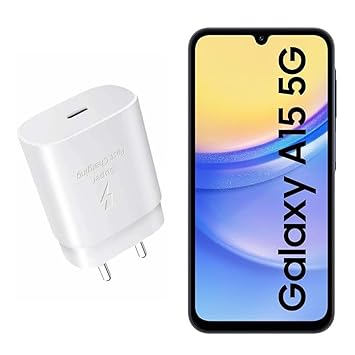 MMAK 25W Charger for Samsung Galaxy A15 5G Type C Charger Adapter Compatible with Galaxy A15 5G Charger, 25 Watt USB Type C to C Pd Charging Adapter C Type, White