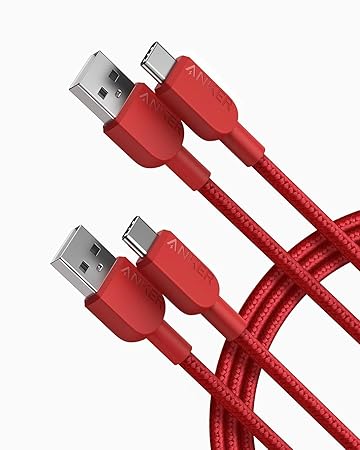 Anker USB C Charger Cable [2 Pack, 6ft], 310 Type C Charger Cable Fast Charging, Braided USB A to USB C Cable for Samsung Galaxy Note 10 Note 9/S10+ S10, LG V30 (USB 2.0, Red)