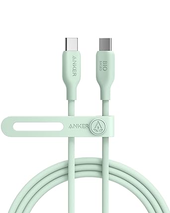 Anker 543 USB C to USB C Cable (240W 6ft), USB 2.0 Bio-Based Charging Cable for iPhone 15/15Pro/15Plus/ 15ProMax, MacBook Pro 2020, iPad Pro 2020, iPad Air 4, Samsung Galaxy S23 (Natural Green)