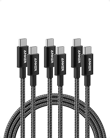 Anker 333 USB C to USB C Cable (6ft 100W, 3-Pack), USB 2.0 Type C Charging Cable Fast Charge for MacBook Pro 2020, iPad Pro 2020, iPad Air 4, Samsung Galaxy S23+/S23 Ultra/S22 Ultra and More (Black)